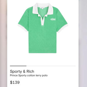 Sporty & Rich Prince Sporty 100% cotton terry polo - Size S